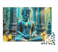 Statua di Buddha puzzle da 1000 pezzi per adulti, statua di Buddha in antiche rovine di tempio, premium alta qualità spesso robusto vibrante stimolante antistress, 70x50cm/1000pz
