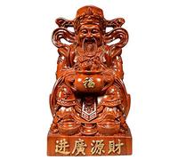 Statua di Buddha, squisita Decorazione da Tavolo, Statua Regalo, Intaglio del Legno, Dio della ricchezza (Mogano), Decorazione per la casa, attira ricchezza e buona Fortuna, Regalo per Il c