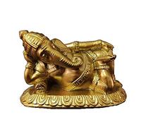 Statua di Buddha, Statua di Buddha per la Meditazione, Scultura in Resina del Dio Elefante Dormiente, Ornamenti per la Decorazione del Giardino di casa del Soggiorno (Colore : Oro)