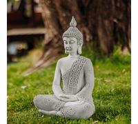Statua di Buddha tailandese da giardino, in pietra fusa, H. 49 cm, 16 kg, ant...