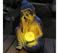 Statua di Buddha Zen a energia solare LED da giardino, scultura meditativa decorativa, Buddha Sakyamuni seduto in preghiera