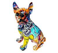 Statua Di Bulldog Francese - Animale Dog Art Figurine Decorazione Home Per Il Soggiorno | Tavolo In Piedi Di Graffiti Colorato Bulldog Resina Figura | Statua Del Cucciolo Animale Estetica Per La