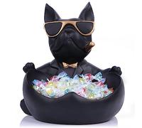 Statua di bulldog francese nera, ciotola per caramelle e portachiavi, vassoio portaoggetti per gioielli, ideale per arredamento moderno per casa, ufficio, ingresso, organizer da scrivania funzionale e