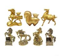 Statua di cavallo a coda lunga in ottone, costruzione solida, finitura anticata, statuetta equina per ufficio e soggiorno (nuvole e nuvole)
