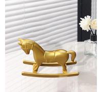 Statua di cavallo a dondolo, statuetta di cavallo in legno intagliato,