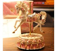 Statua di cavallo da giostra, resistente all'usura, carillon per caminetto,