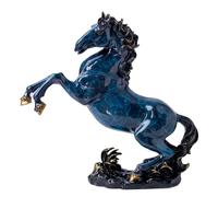 Statua di cavallo in bronzo, scultura di cavallo al galoppo in bronzo blu scuro, scultura e statua di cavallo in piedi, statua di cavallo che salta statuetta animale moderna decorazione domestica