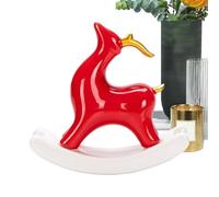 Statua di cervo - statuetta in ceramica a forma di cervo con design a bilanciere, simpatica decorazione per animali domestici, per scrivania, soggiorno, regalo per gli amanti degli animali domestici
