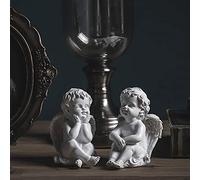 Statua di cherubino in Preghiera, Scultura di Angelo, Statuetta di Cupido, Decorazione per Interni ed Esterni, Ali d'Angelo, Artigianato Artistico, Ornamenti commemorativi, 7x11 cm (3x4)
