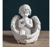 Statua di cherubino in Preghiera, Scultura di Angelo, Statuetta di Cupido, Decorazione per Interni ed Esterni, Ali d'Angelo, Artigianato Artistico, Ornamenti commemorativi-n 14x15x16cm (6x6x