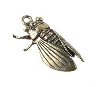 Statua di cicata fatta a mano in ottone massiccio, dipinta a mano e lucida, 3 x 1,8 cm, accessorio decorativo per la casa per mensola o scrivania, ornamento di insetti ricco di dettagli in oro