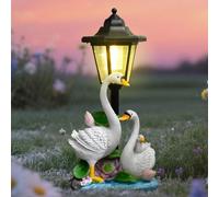 Statua di cigno da giardino, ornamento luminoso alimentato a energia solare