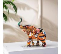 Statua di colorato con proboscide in resina ornamentale 4,9x2x5,3 pollici