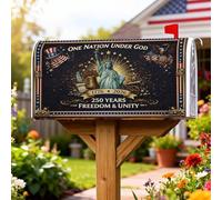 Statua di coperture magnetiche per cassette postali, bandiera americana tradizionale patriottica Campana Giorno dell'Indipendenza Red Mailbox Wraps per decorazione prato 53 x 64 cm