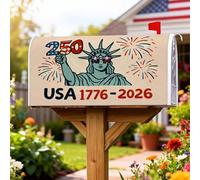 Statua di coperture magnetiche per cassette postali, decorazione patriottica celebrativa fuochi d'artificio stelle giorno dell'indipendenza rossa per decorazione porta d'ingresso 53 x 64 cm