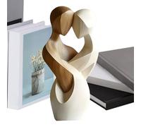 Statua di coppia in legno - Scultura d'amore astratta, decorazione romantica per la casa | Figura artigianale 2D, ornamento di anniversario di matrimonio per tavolo da ufficio da tavolo da soggiorno