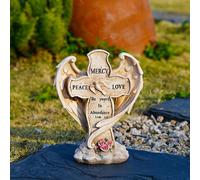 Statua di croce e inseparabili, scultura in resina per aiuola multiuso