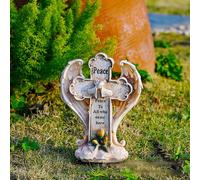 Statua di croce e inseparabili, scultura in resina per aiuola multiuso