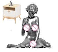 Statua Di Decorazione Femminile, Statua Di Ragazze - Figure di Resina Della Dea Inginocchiata Argento, Scultura Artigianale, Statua Del Corpo Femminile, Decorazione Decorativa Per La Casa Soggiorno