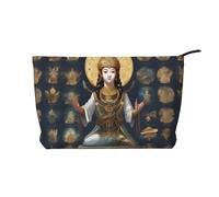 Statua di Dio Chiusura a Cerniera Borsa Trucco Corduroy Organizer Multifunzionale 22x7x17cm per Viaggi Campeggio Vacanza Fitness, Nero , Taglia unica