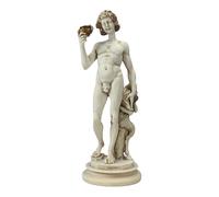 Statua di Dioniso Bacco, dio del vino con satiro in marmo, realizzata a mano, qualità museale, con patina grigia, 34 cm