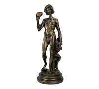 Statua di Dioniso Bacco e Fauno - Scultura in marmo fuso effetto bronzo ispirata a Michelangelo | Fatto a mano in Grecia | Decorazione mitologica da 34 cm