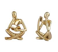 Statua di donna che legge in oro, sculture pensatrici, ornamento di arte astratta, moderna decorazione estetica, adatta per casa, soggiorno, camera da letto, ufficio, scaffale, tavolo, scrivania