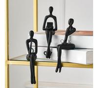 Statua di donne che leggono nere, sculture pensatrici, scultura moderna in resina, ornamento di arte astratta, decorazioni estetiche moderne, adatte per camera da letto, ufficio, mensola, tavolo