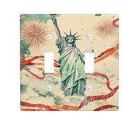 Statua di doppio interruttore della luce, patriottico vintage fuochi d'artificio nastri 4 luglio plastica rossa dimensioni standard piatti decorativi da parete per casa soggiorno nuovo appartamento