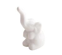 Statua di elefante, 3, 5 x 1.6 Figurina per elefanti in ceramica, figurine eleganti creative, arredamento fortunato del feng shui, arredamento moderno bianco per mensole figurina