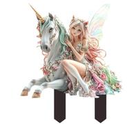 Statua di fata in acrilico a forma di cavallo bianco bella pianta per scultura interna ed esterna Decors Garden Palo