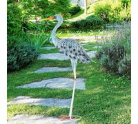 Statua di garzetta blu che raccoglie arte da giardino in metallo per prato