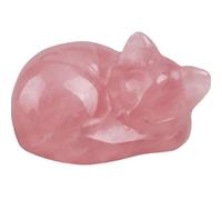 Statua di Gatto in Cristallo Rosa Quarzo da 1,5"- Gatto Addormentato Portafortuna Intagliato a Mano - Decorazione Elegante per Casa, Ufficio o Collezione Carina Scolpita Adatto per le Donne