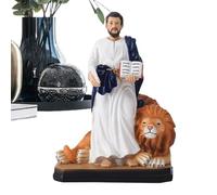 Statua di Gesù Cristo 15,2 cm in resina religiosa cristiana | Statua di Gesù e Leone da collezione per casa, camera da letto, dormitorio, chiesa, hotel, compleanno, Natale, Pasqua
