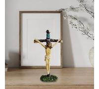 Statua di Gesù Crocifisso dipinta a mano, decorazione da tavolo per la casa,