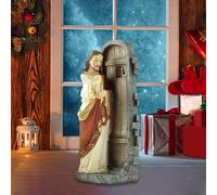 Statua di Gesù di Natale da 5 pollici che bussa alla porta Figura ornamento