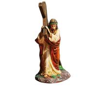 Statua Di Gesù - Regali Di Gesù, Croce Di Natale, Statua Della Croce Di Cristo, 12 Cm/4,7 Pollici Che Porta Croci Sulla Via Del Calvario Figura In Resina, Statue Di Geesu Dipinte A M