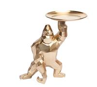 Statua Di Gorilla King Kong Con Vassoio in Acciaio Inossidabile, Decorazione Della Tavola e Casa, Multifunzione, D'oro