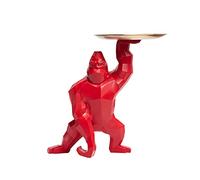 Statua di Gorilla, Statua di King Kong, Statua con Vassoio in Acciaio Inossidabile, Statua, Decorazione della Tavola, Moda, Decorazione della Casa, Multifunzione,Rosso