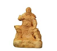 Statua di Guan Gong Seduto, scolpita nel Legno, Simbolo del Feng Shui - Scultura di Guan Yu, Dio della ricchezza, per la Decorazione di casa e Ufficio