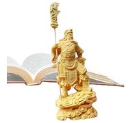 Statua di Guan Gong, Statua del Dio della Ricchezza,Figura tradizionale di intaglio in legno | Artigianato cinese della statua di Fengshui, figure decorative per la decorazione domestica, scultura m
