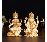 Statua di Lakshmi Ganesh di Goddes Lakshmi Ganesh in marmo coltivato a mano Statue di Lakshmi Ganesha Coppia di Lakshmi Ganesh Idolo Scultura Signore Ganesha Laxmi murti per Diwali Pooja/Puja