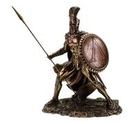 Statua di Leonida con scudo e lancia - Figura veronese in bronzo dipinta a mano di 34 cm