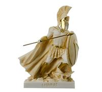 Statua di Leonida Re di Sparta in Alabastro, Color Oro - Replica di Scultura Classica Greca, Decorazione Eroica per Interni, Altezza 16cm