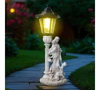 Statua Di Madre E Figli Da Giardino Con Luce Solare Per Vialetto E Patio
