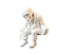 Statua di Medico Scheletro Stanco Divertente Figurina 3D Stampata Ornamento da Scrivania per Halloween