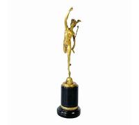 Statua di Mercurio Dio greco romano - Scultura fatta a mano in bronzo dorato su base in marmo, 49 cm - Mitologia classica da collezione