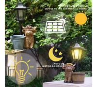 Statua di mucca scozzese con luci solari, adorabile decorazione per