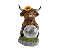 Statua di mucca scozzese con luci solari, decorazione per giardino, patio e