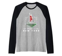 Statua di Natale della libertà Indossando Rosso A New York City Maglia con Maniche Raglan